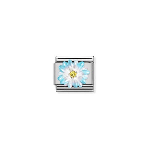 Composable Classic Link, Light Blue Flower Link with sterling silver symbol, Light Blue enamel
