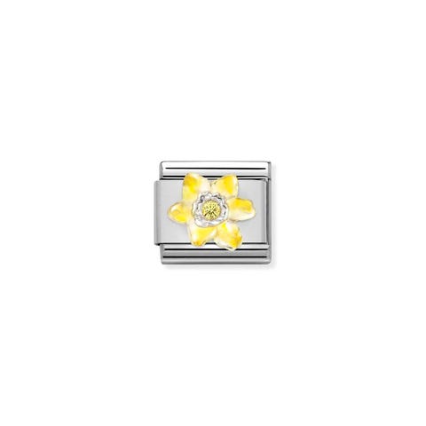 Composable Classic Link, Daffodil Symbol Link in sterling silver, Yellow enamel