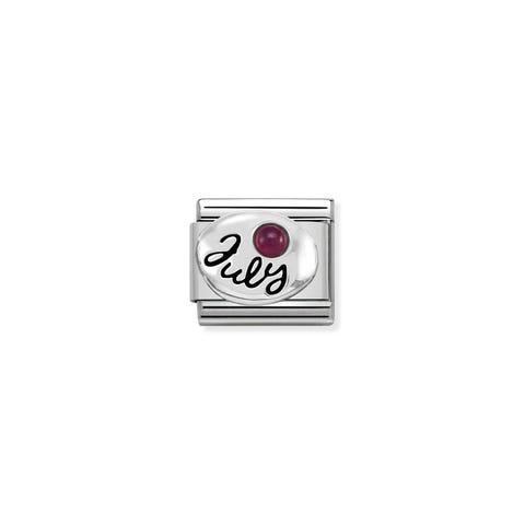 Link Composable Classic en Argent Juillet Link avec pierre Rubis
