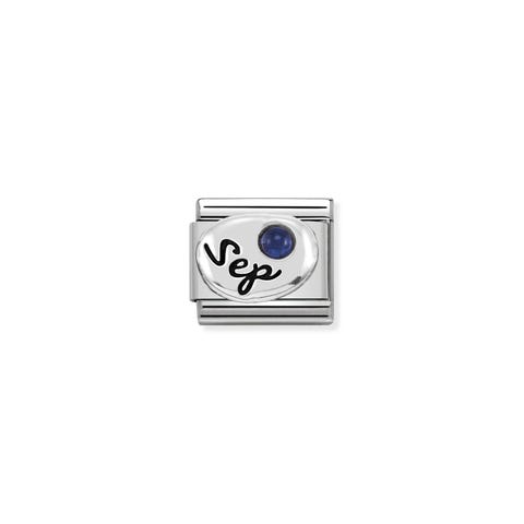 Link Composable Classic en Argent Septembre Link avec pierre Saphir