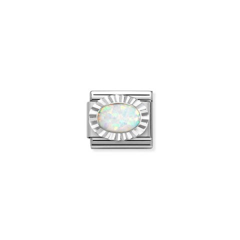 Composable Link, White Opal and sterling silver Stainless steel Link with sterling silver and Opal