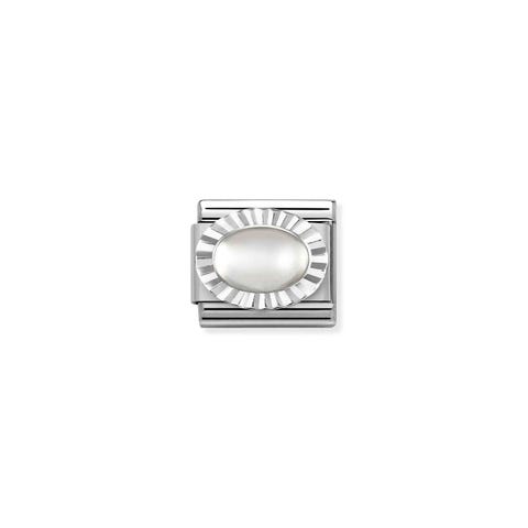 Composable Link, Moon Stone and sterling silver Stainless steel Link with natural stone and sterling silver