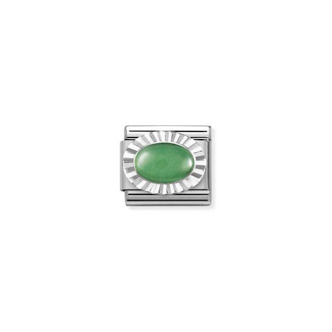 Composable Link, Green Avventurina and silver Stainless steel Link with natural stone and sterling silver