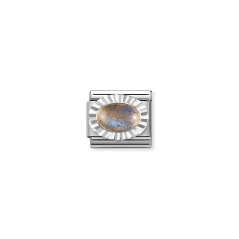 Composable Link, Labradorite, sterling silver Stainless steel Link with sterling silver and natural stone