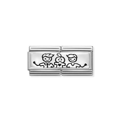 Link doble Composable Classic Papás con Bebé Link doble en Acero y Plata 925