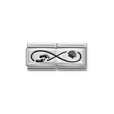 Double Link Composable Classique Chemin de Saint Jacques Link en acier avec symbole en argent