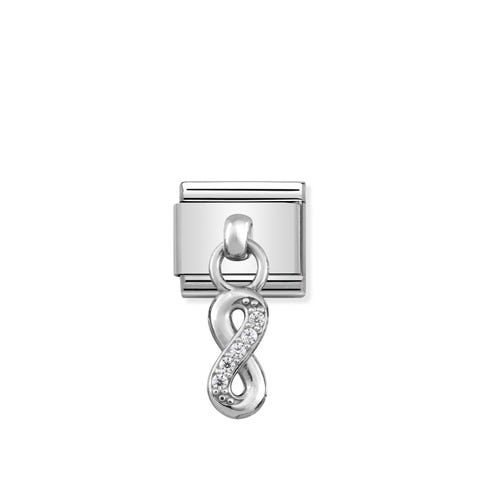 Link Composable Classic Infini Pendentif avec Pierres Link avec symbole infini en Acier et Zirconium