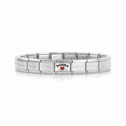 Composable Classic Nonna with Heart Bracelet Bracelet with stainless steel base and decorated Link