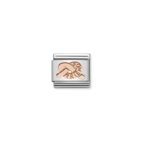 Link Composable Classic Noeud Amis Link nœud en acier inoxydable avec Symbole en or rose 9K