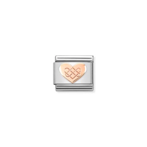 Composable Classic Link Herz Keltischer Knoten Link mit Symbol der Liebe und des Lebens in Edelstahl und 375er Gold