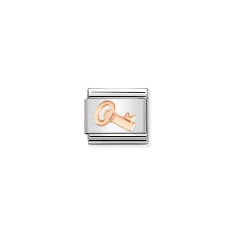 Composable Classic Link, rose gold Key Stainless steel Link with Key symbol in 9K rose gold