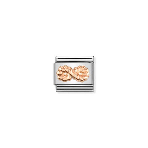 Link Composable Classic infini corde en or rose Link avec symbole éternité en acier et or 375