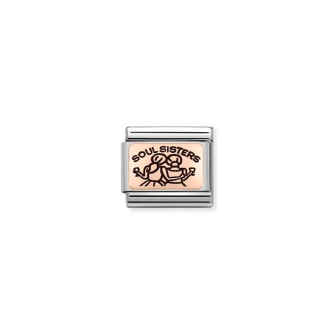 Link Composable Classic Soul Sisters Link en Or rose 375 et émail noir avec symbole