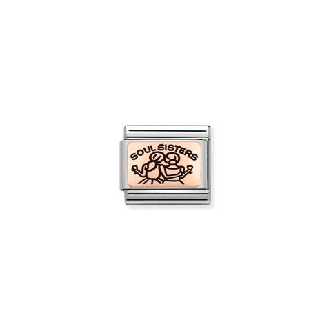 Composable Classic Link Soul Sisters Link in 375er Rosagold und schwarzer Emaille und Symbol