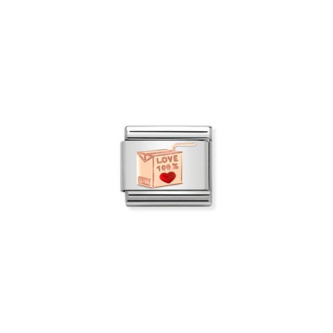 Composable Classic Link, LOVE 100% Juice Box Link with rose gold and red enamel