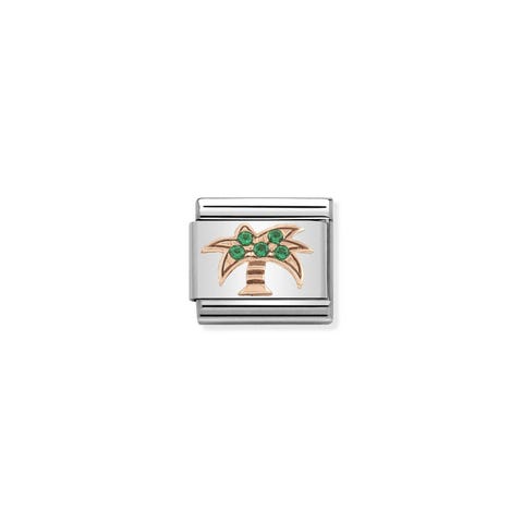 Link Composable Classic Palmier avec Pierres vertes Link avec Cubic Zirconia