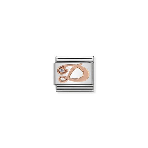 Composable Classic Link Letter D in Rose Gold and Cubic Zirconia Classic Link in bonded rose gold with Letter