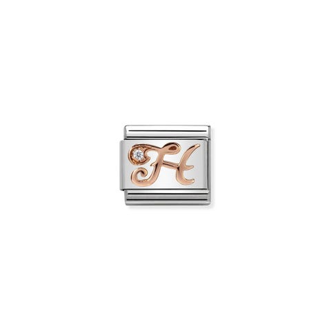 Composable Classic Link Letter H in Rose Gold and Zirconia Link in stainless steel, bonded rose gold and Zirconia