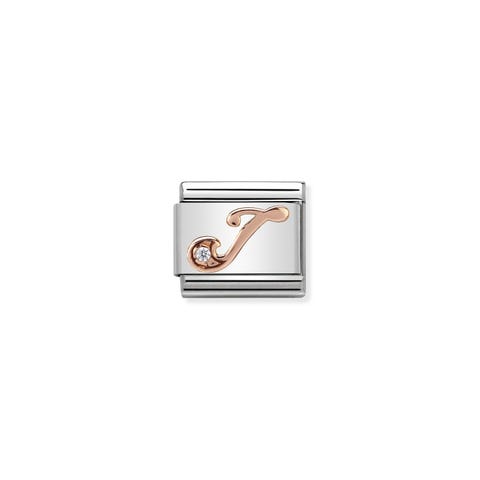 Composable Classic Link Letter J in Rose Gold and Cubic Zirconia Link in rose gold and Cubic Zirconia