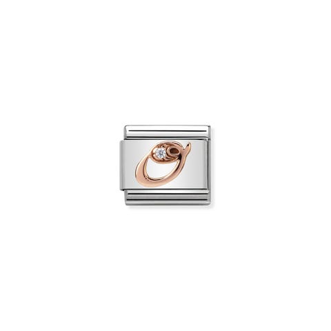 Composable Classic Link Letter O in Rose Gold and Cubic Zirconia Link with Letter O in bonded rose gold and Zirconia
