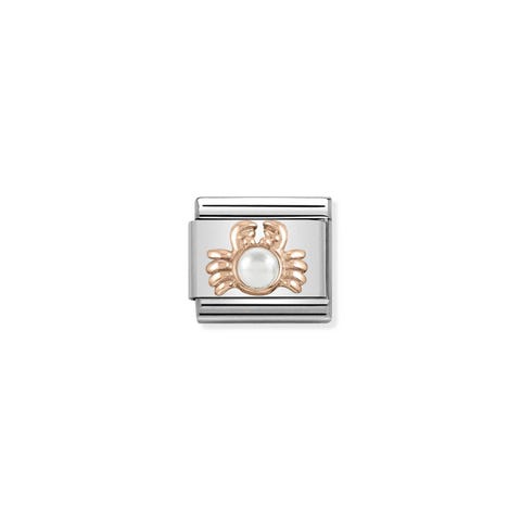 Link Composable Classic Crabe avec Perle Link en Or rose 375 avec animal