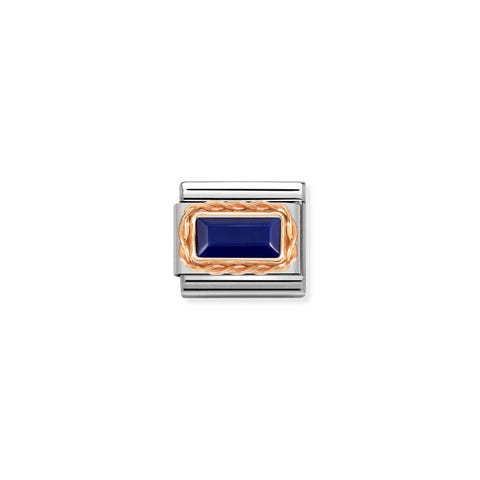 Composable Classic Link, Lapis Lazuli in rose gold Link with natural gemstone and rose gold details