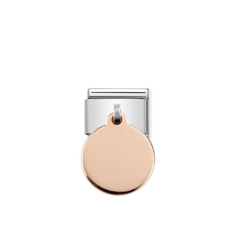 Link Composable Classic en Oro rosa 9k con Medalla Engravable pendant Link in rose gold
