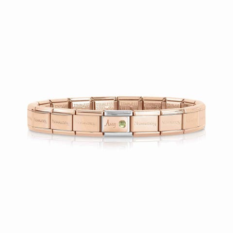 Bracelet Composable Classic avec Pierre de Naissance Août Bracelet avec Péridot vert