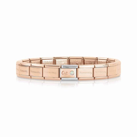 Bracelet Composable Classic avec Pierre de Naissance Octobre Bracelet avec Opale blanche