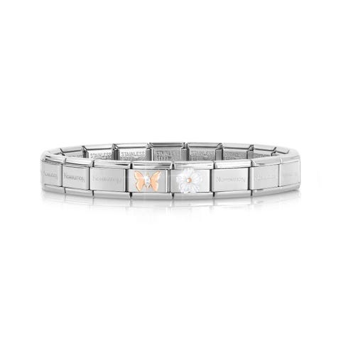 Classic Composable bracelet Butterfly + Flower Bracelet with symbols in rose gold