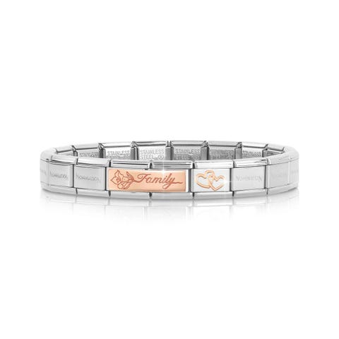 Classic Composable bracelet Family + Hearts Family theme Bracelet with rose gold 