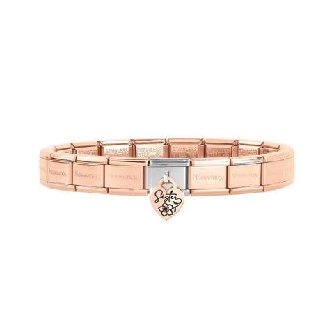 Classic Composable bracelet Sister pendant Rose finish Bracelet with SISTER text