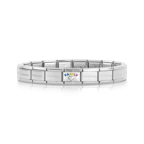 Classic Composable bracelet FAMILY with Heart Stainless steel Bracelet and white stones