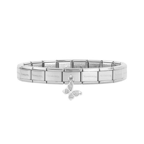 Classic Composable bracelet Glitter Butterfly pendant Bracelet with Glitter Link