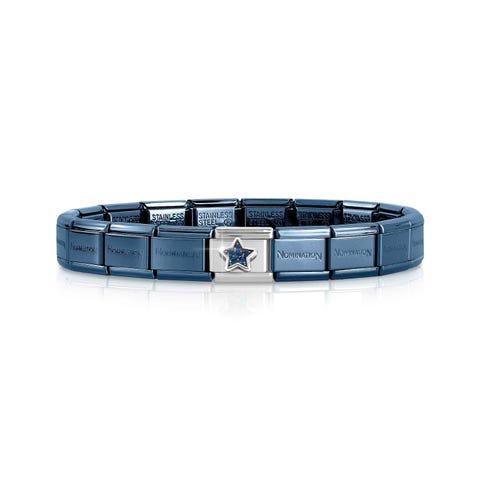 Blue Classic Composable bracelet CZ Star Bracelet with Links in sterling silver