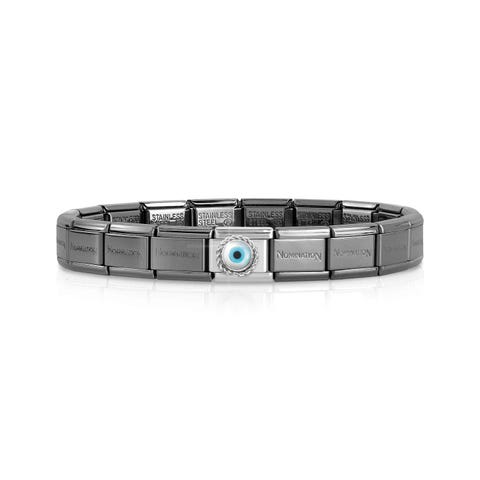 Black Classic Composable bracelet, Greek Eye Bracelet with coloured base and symbol