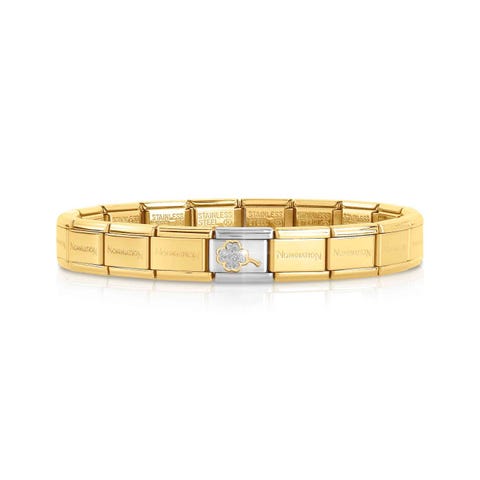 Golden Classic Composable bracelet, Glitter Clover Bracelet with Glitter symbol