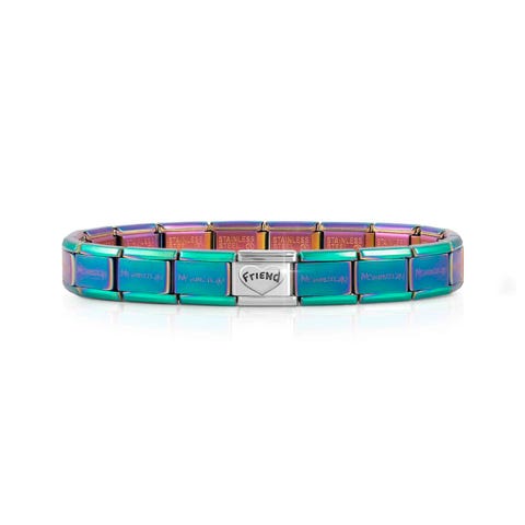 Bracelet Composable Classique Iridescent Message Friend  Bracelet avec message noir et coeur