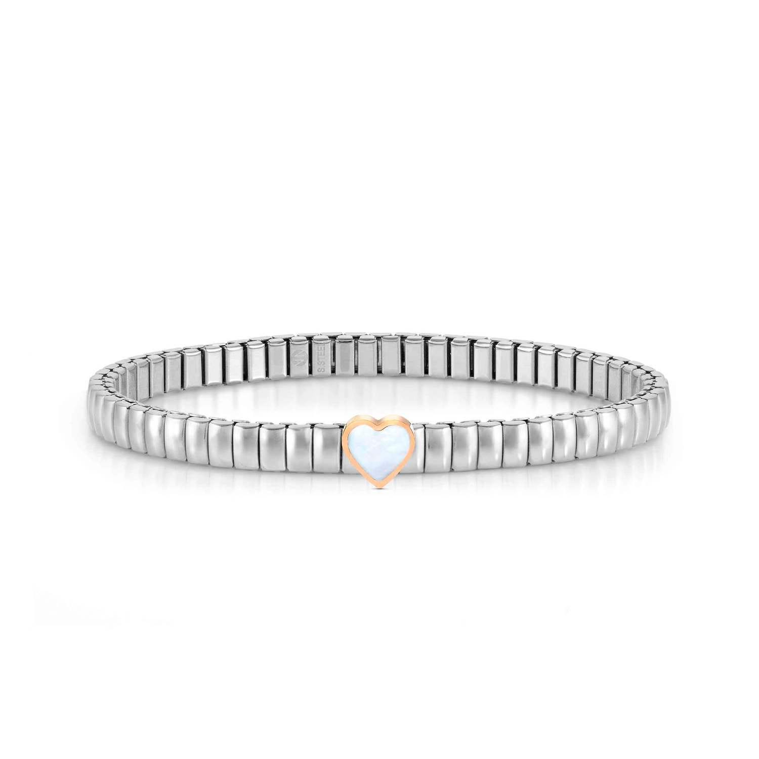Nomination Bracciale Extension in Acciaio e Cuore madreperla