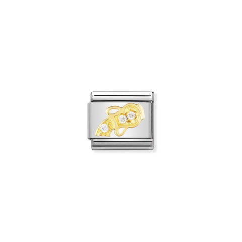 Composable Classic Link Steine Wassermann Link in Gold mit Cubic Zirkonia Sternzeichen