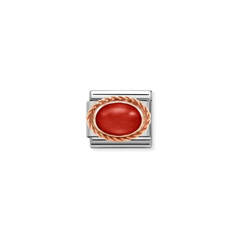 Composable Classic Link Rote Koralle in Rosagold Link mit Naturstein in Edelstahl