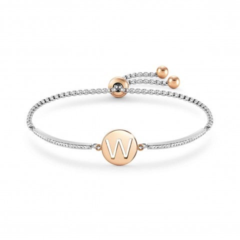 Milleluci_bracelet,_Letter_W_in_Stainless_Steel_Letter_bracelet_in_stainless_steel