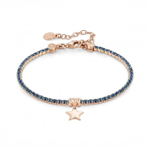 Chic&Charm_bracelet,_Star_and_Blue__CZ_Sterling_silver_jewel_with_22K_rose_gold_finish