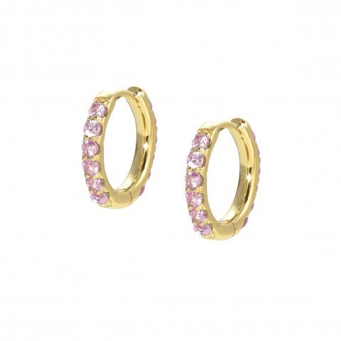 Lovelight_earrings,_continuous_hoop_Sterling_silver_earrings,_Pink_stones