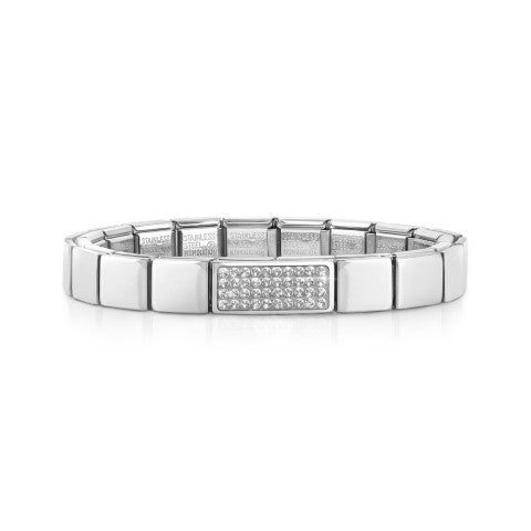 Composable_GLAM_bracelet,_Double_Pavé_White_Stainless_steel_bracelet_with_white_Swarovksi
