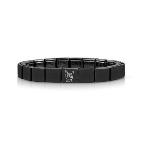 Bracelet Composable GLAM Noir avec Main Rock Bracelet avec PVD noir pour Homme