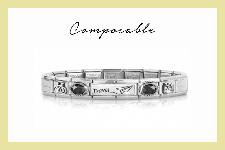 Pulsera Composable Travel con piedras negras