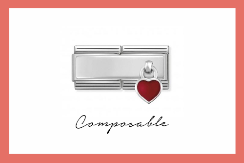 Link Doppio Composable Classic Incisione Cuore Rosso