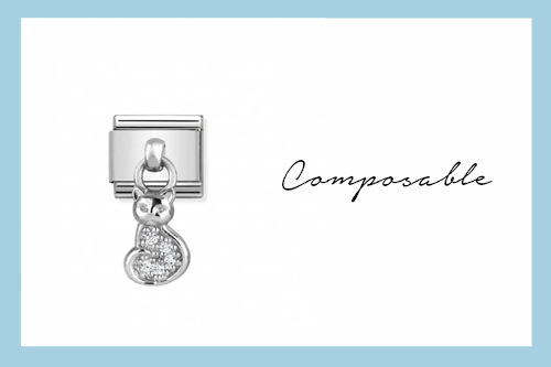 Link Composable Classic Argento Pendente Gatto