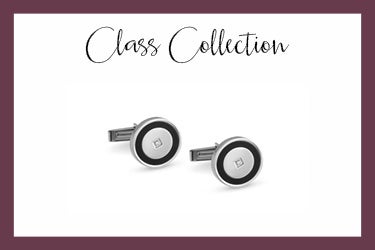 steel cufflinks with circle and swarovski